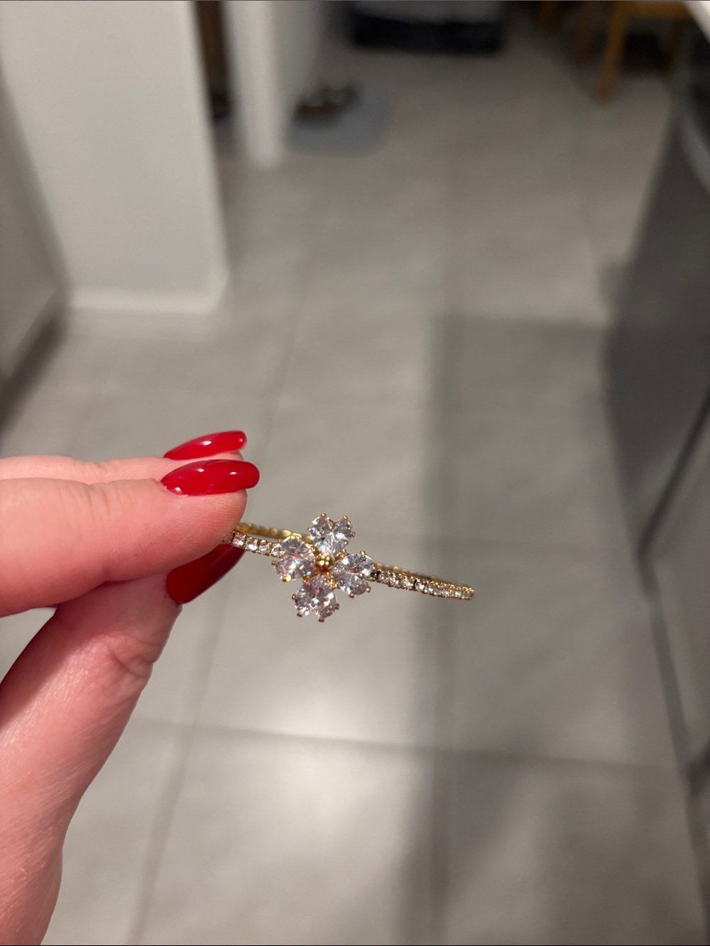 Gold Floral Crystal Bracelet - Women's Jewelry